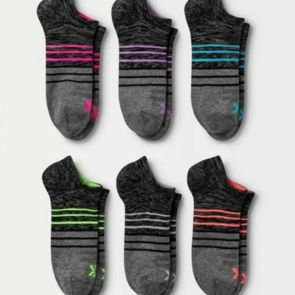 Lightweight Striped 6pk No Show Athletic